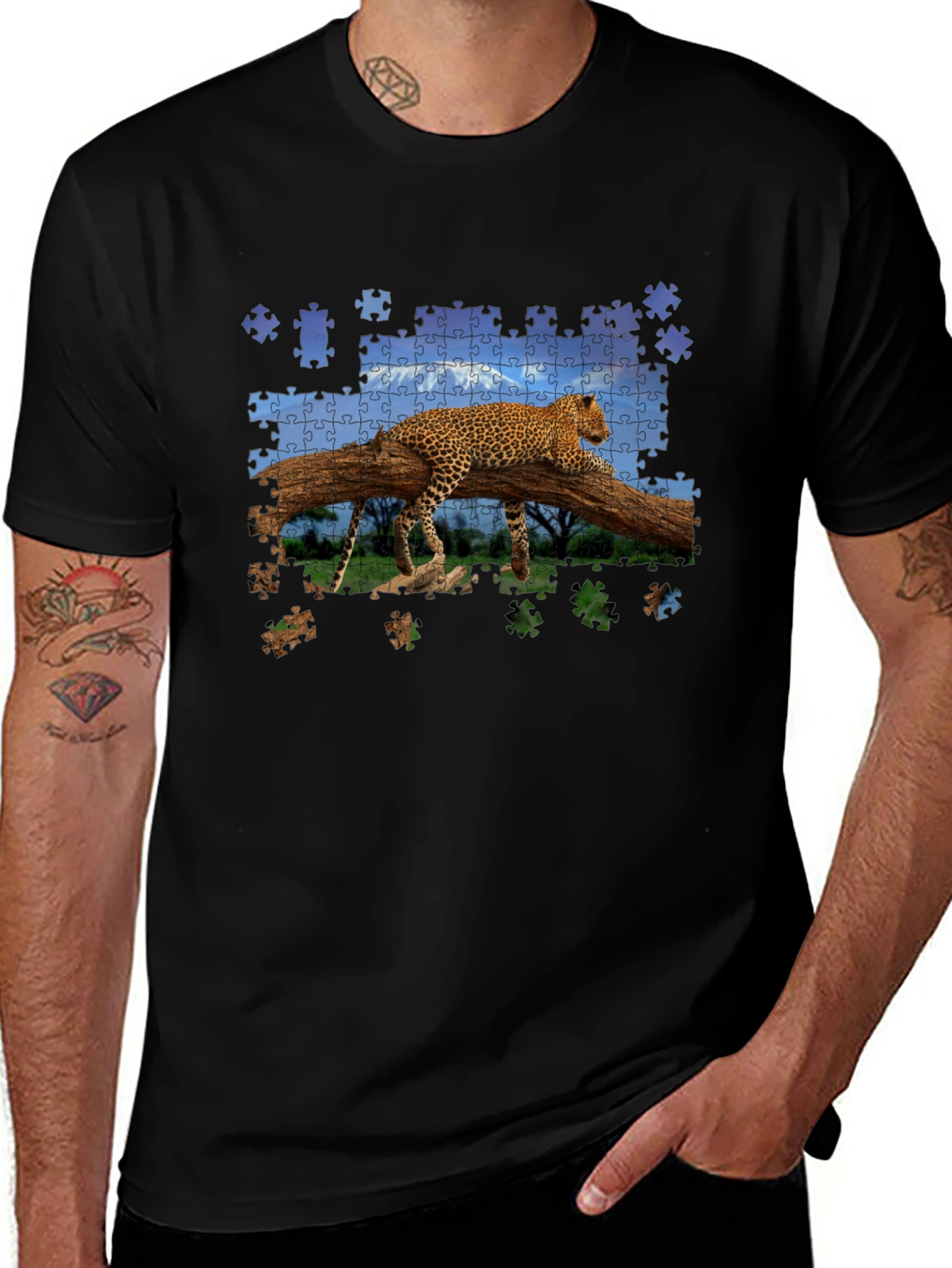 Leopard Puzzle T-Shirt - Unique Design