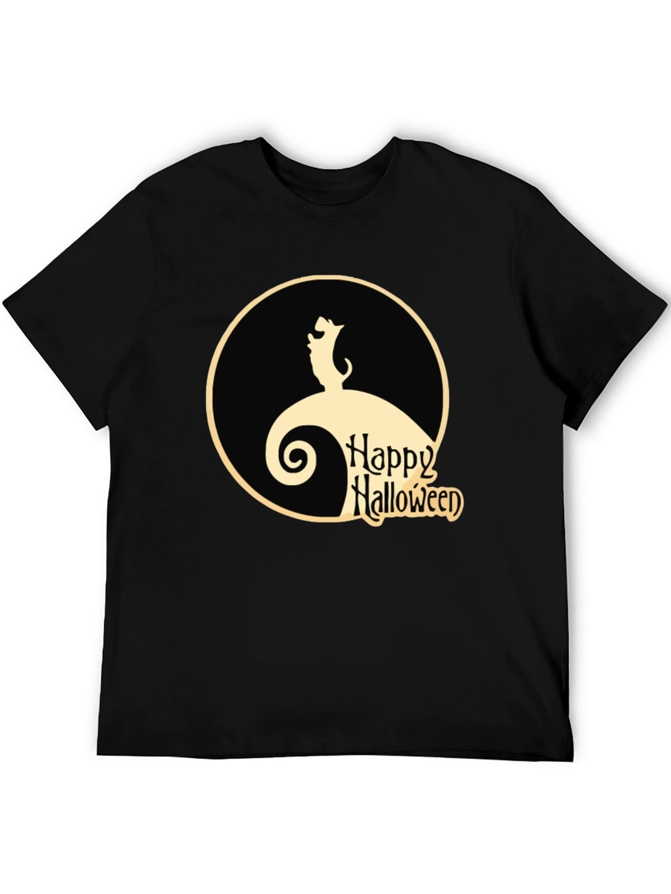 Halloween Dog Graphic Tee - Black Cotton Shirt