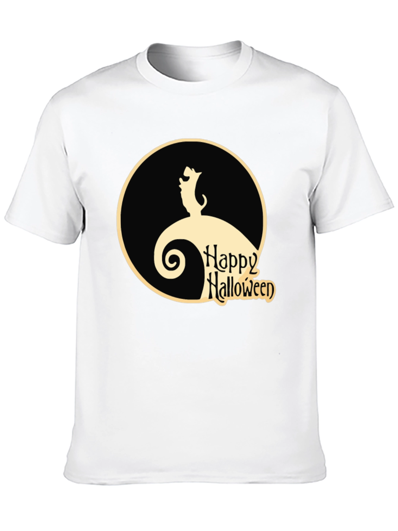 Halloween Dog Graphic Tee - Black Cotton Shirt
