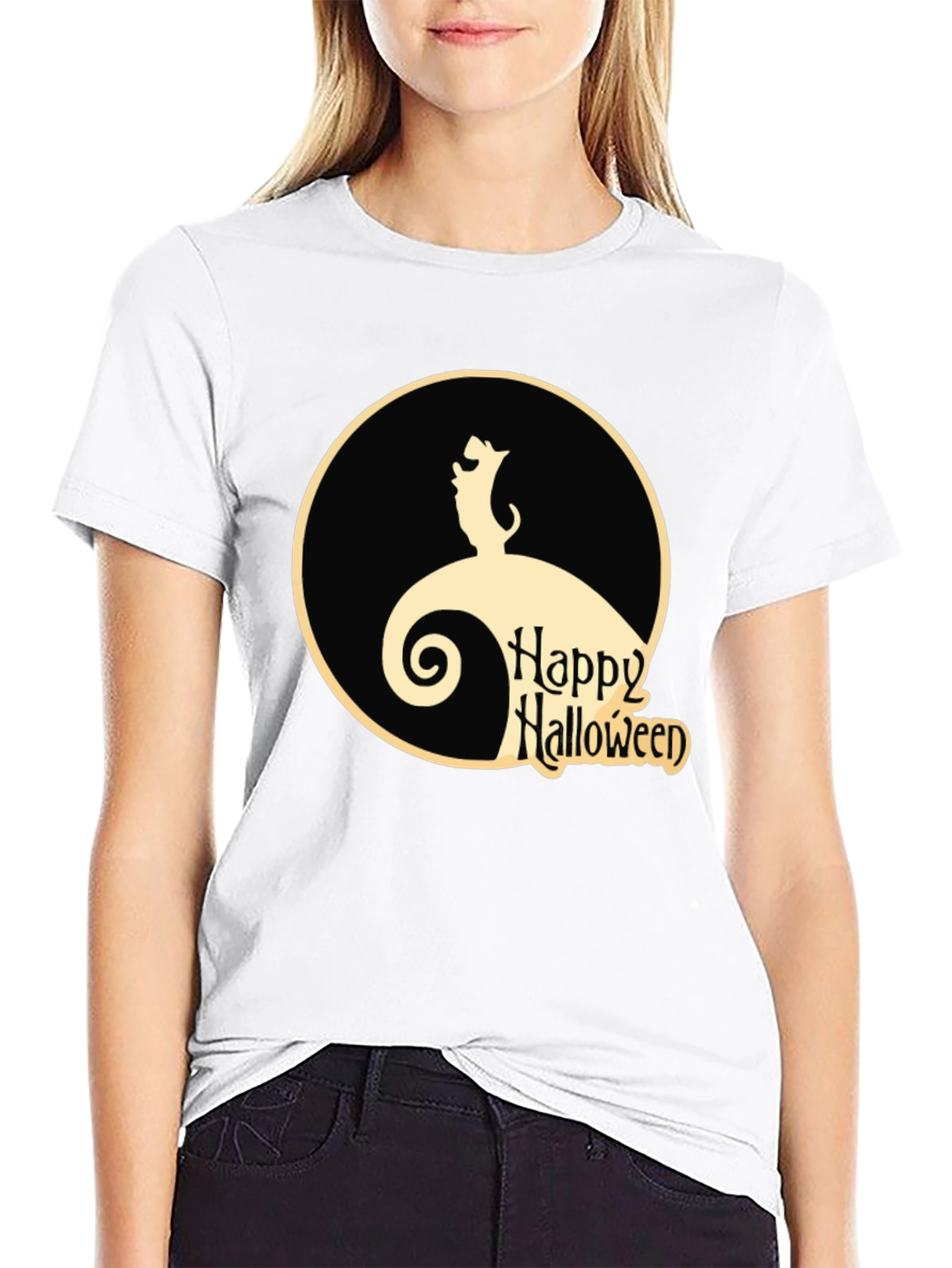 Halloween Dog Graphic Tee - Black Cotton Shirt