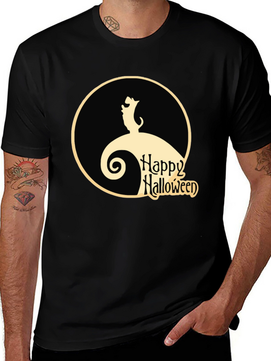 Halloween Dog Graphic Tee - Black Cotton Shirt