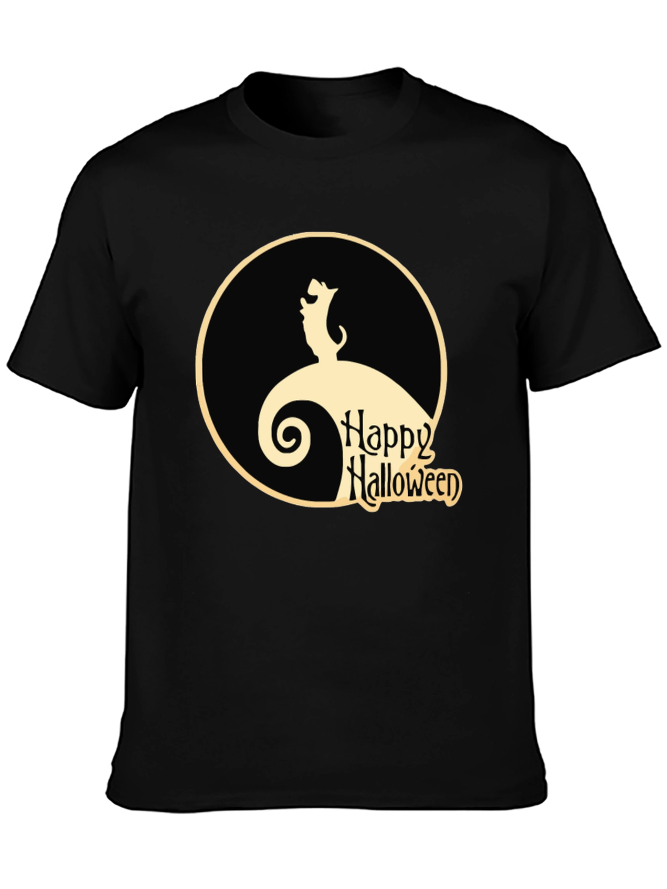 Halloween Dog Graphic Tee - Black Cotton Shirt