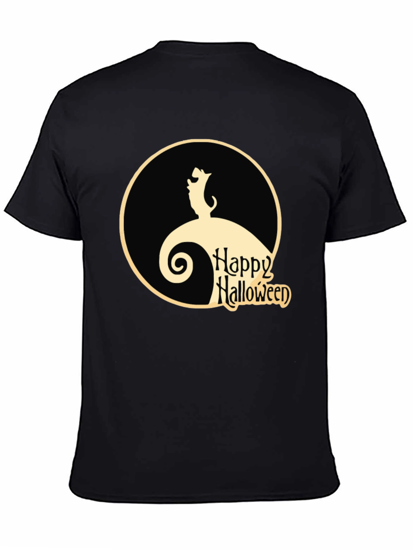 Halloween Dog Graphic Tee - Black Cotton Shirt