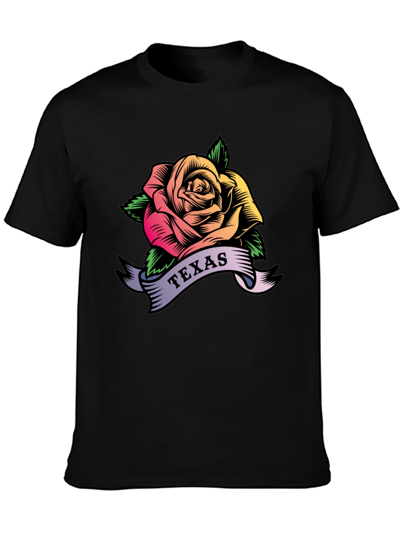 Texas Rose Graphic T-Shirt - Mens Black Tee
