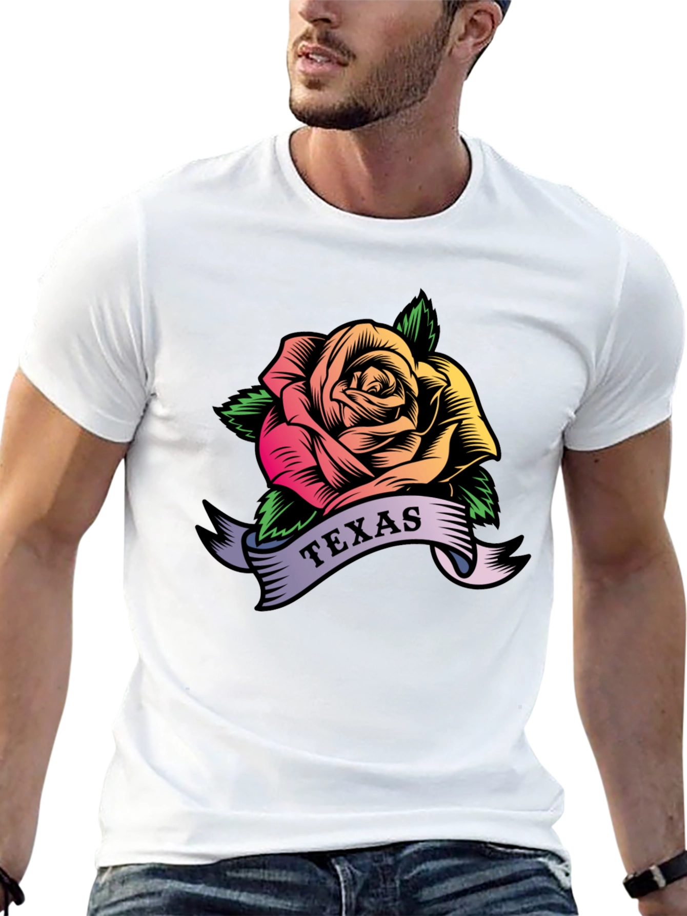 Texas Rose Graphic T-Shirt - Mens Black Tee