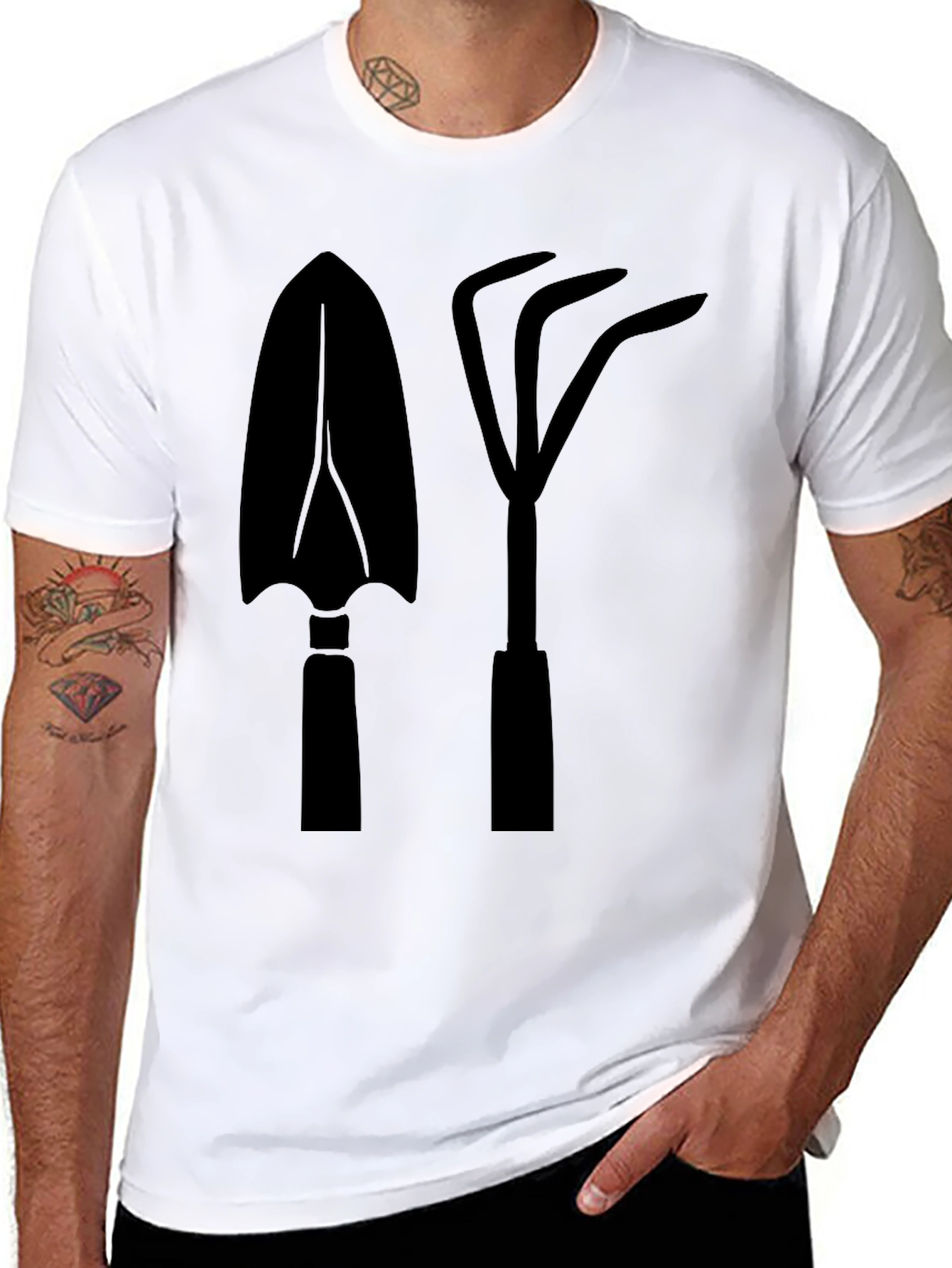 Gardeners Delight: Black T-Shirt with Tool Graphics