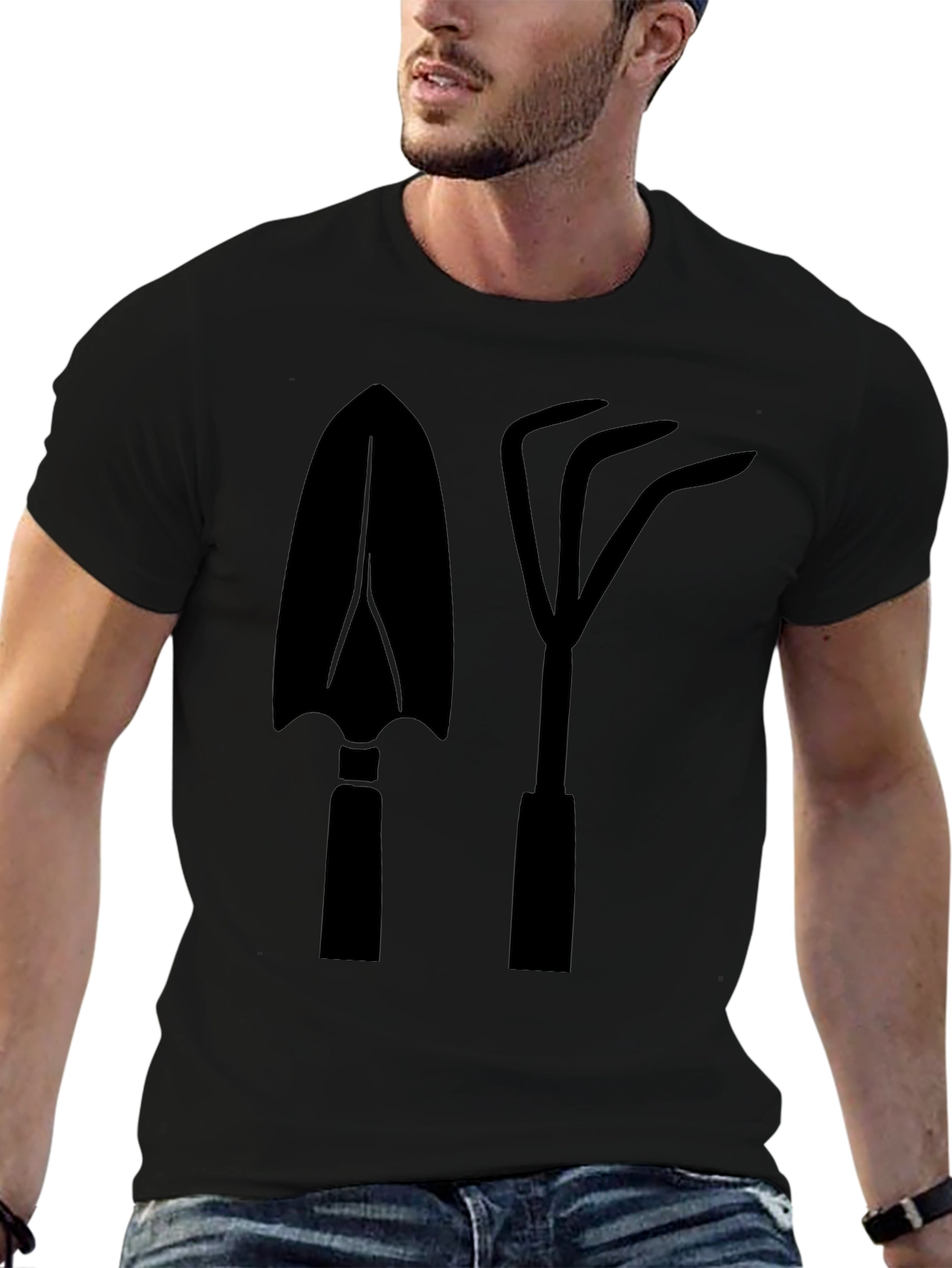 Gardeners Delight: Black T-Shirt with Tool Graphics