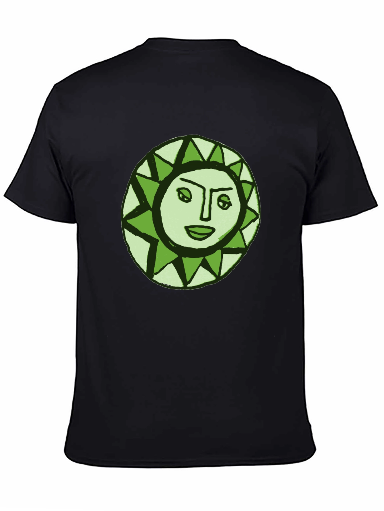 Sun Face Graphic Tee - Black Cotton Comfort