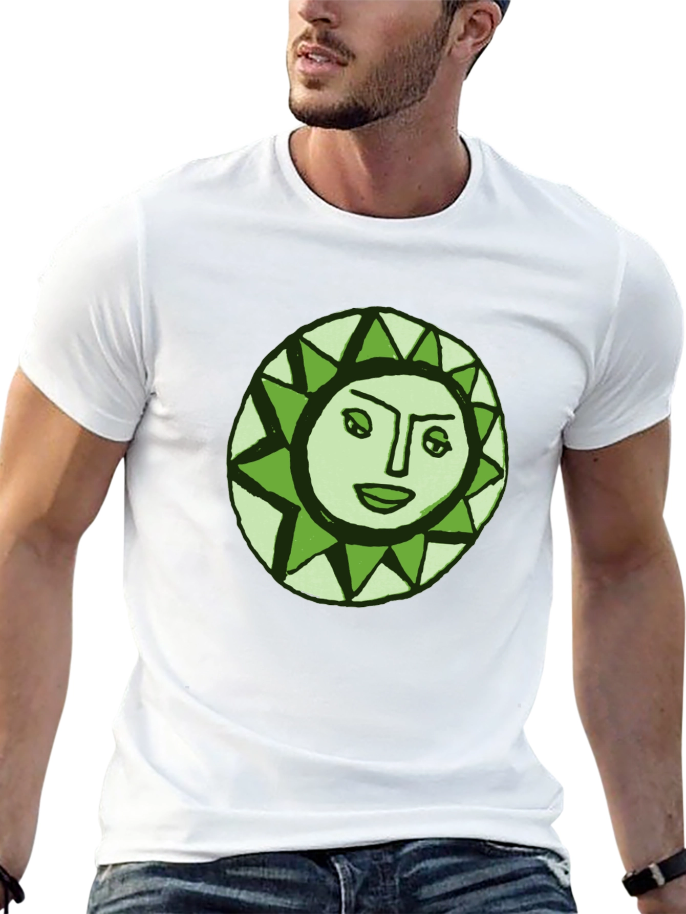Sun Face Graphic Tee - Black Cotton Comfort