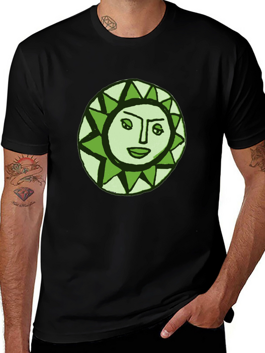 Sun Face Graphic Tee - Black Cotton Comfort