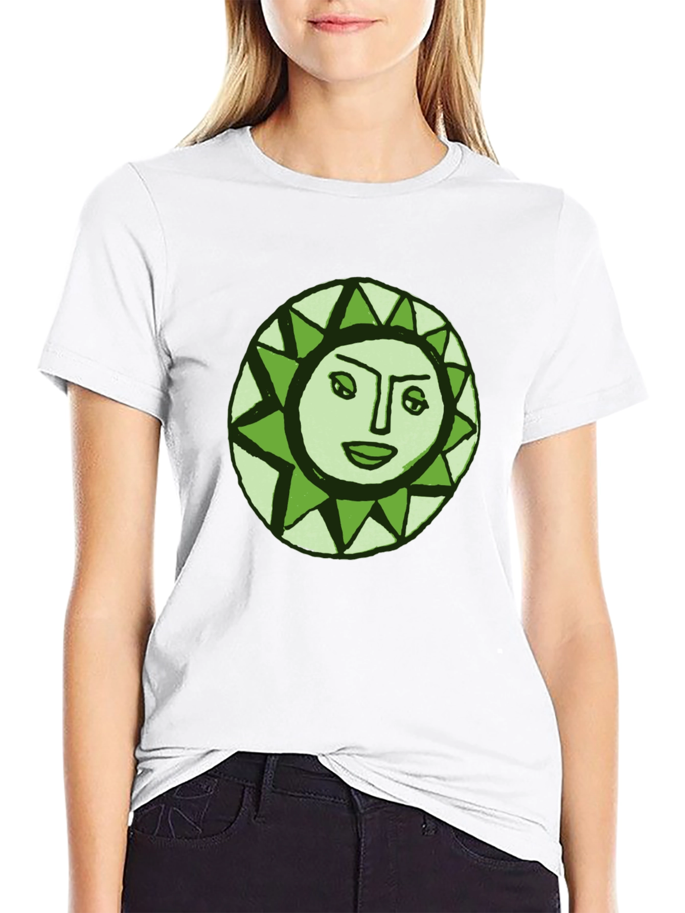 Sun Face Graphic Tee - Black Cotton Comfort