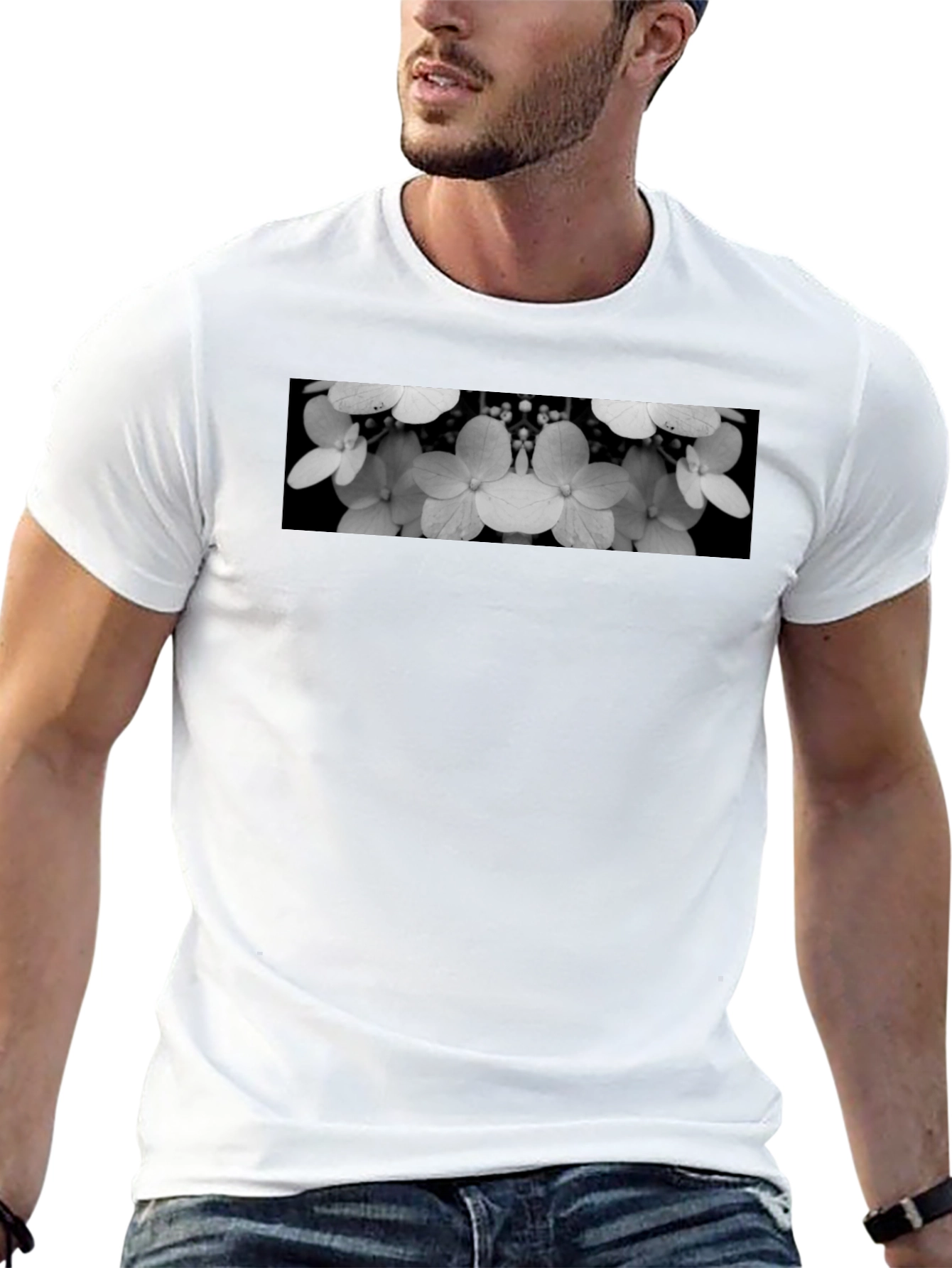 Black Floral Print Tee - Modern Style