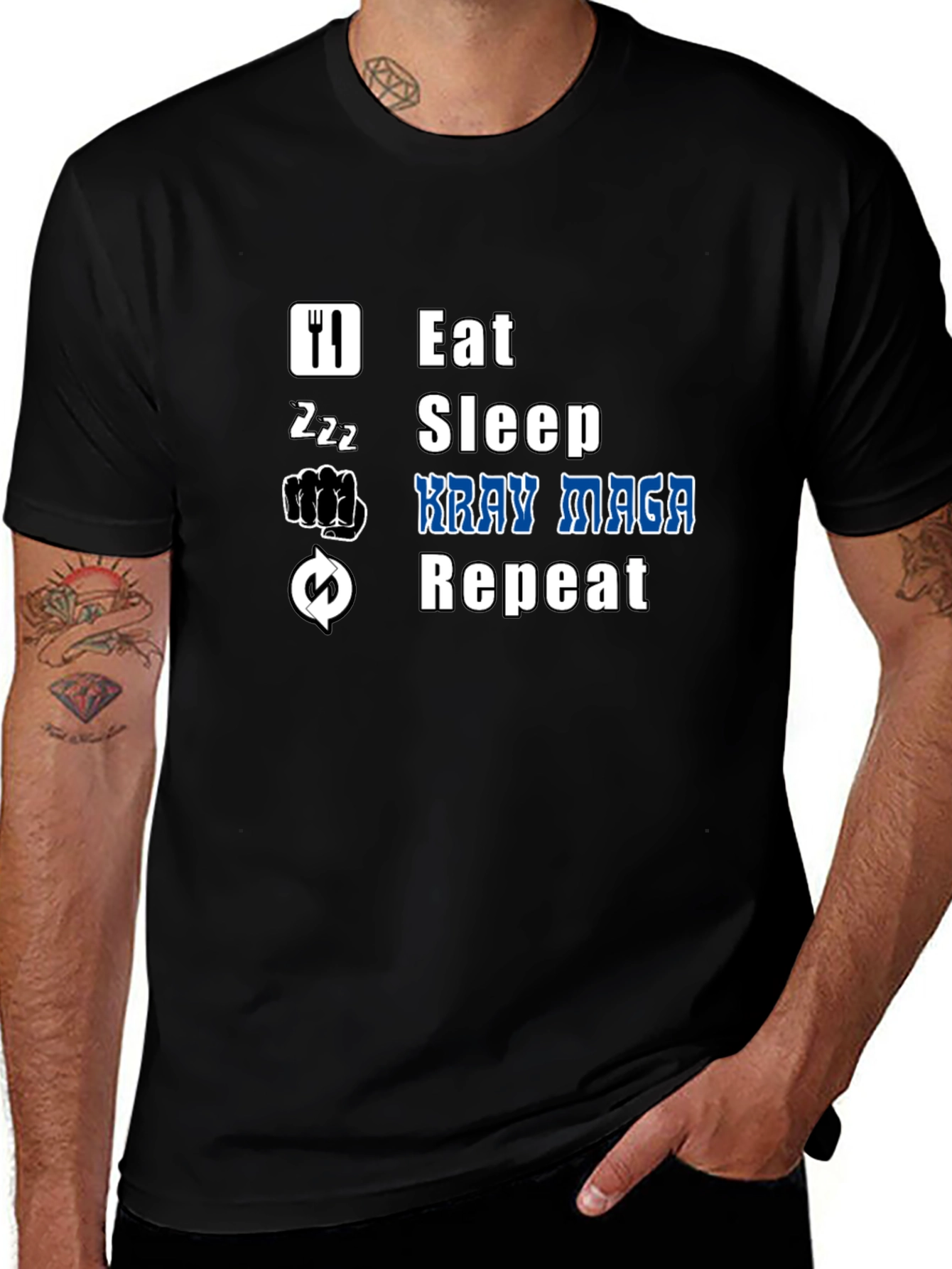 Eat Sleep Krav Maga Repeat Black T-Shirt