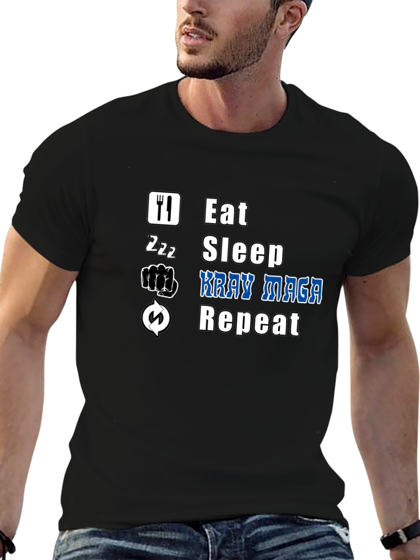 Eat Sleep Krav Maga Repeat Black T-Shirt