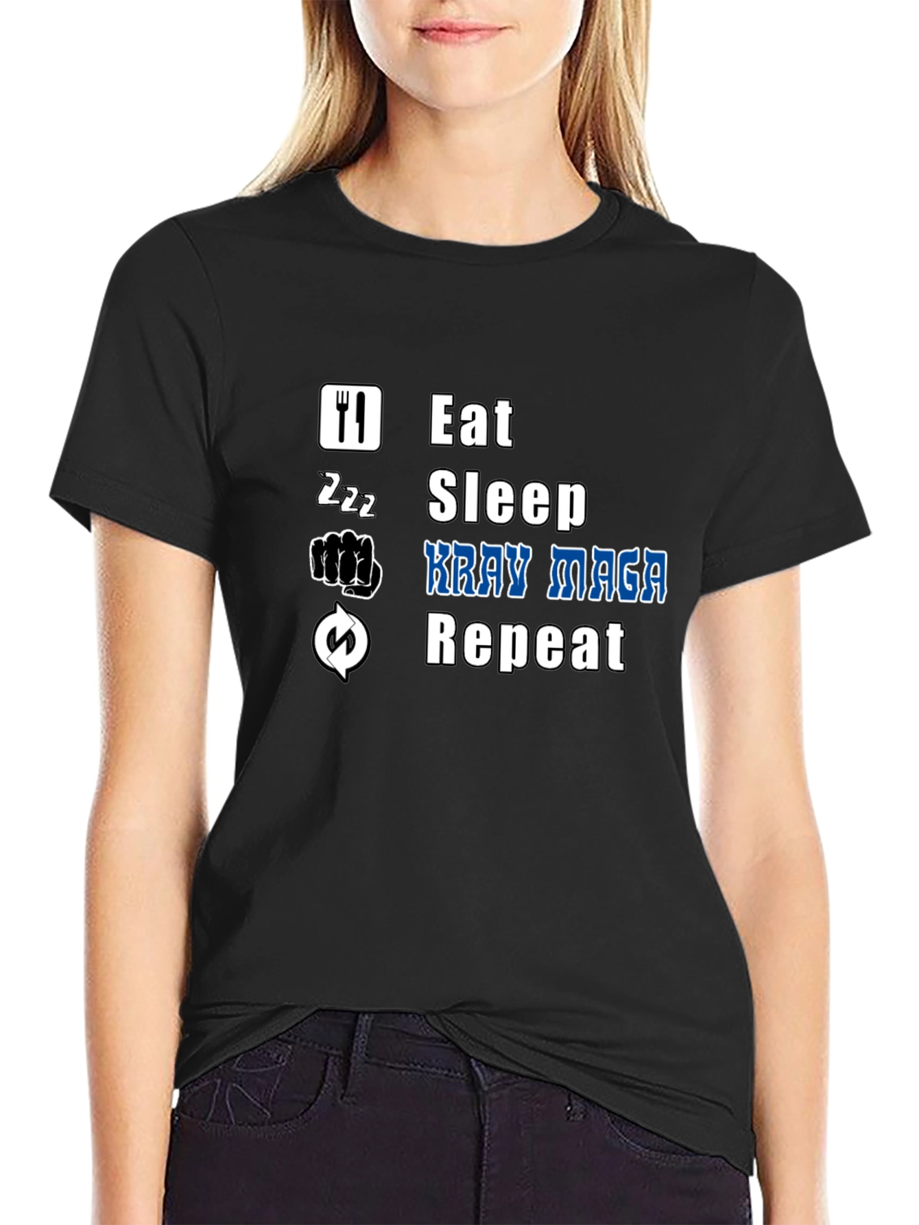 Eat Sleep Krav Maga Repeat Black T-Shirt