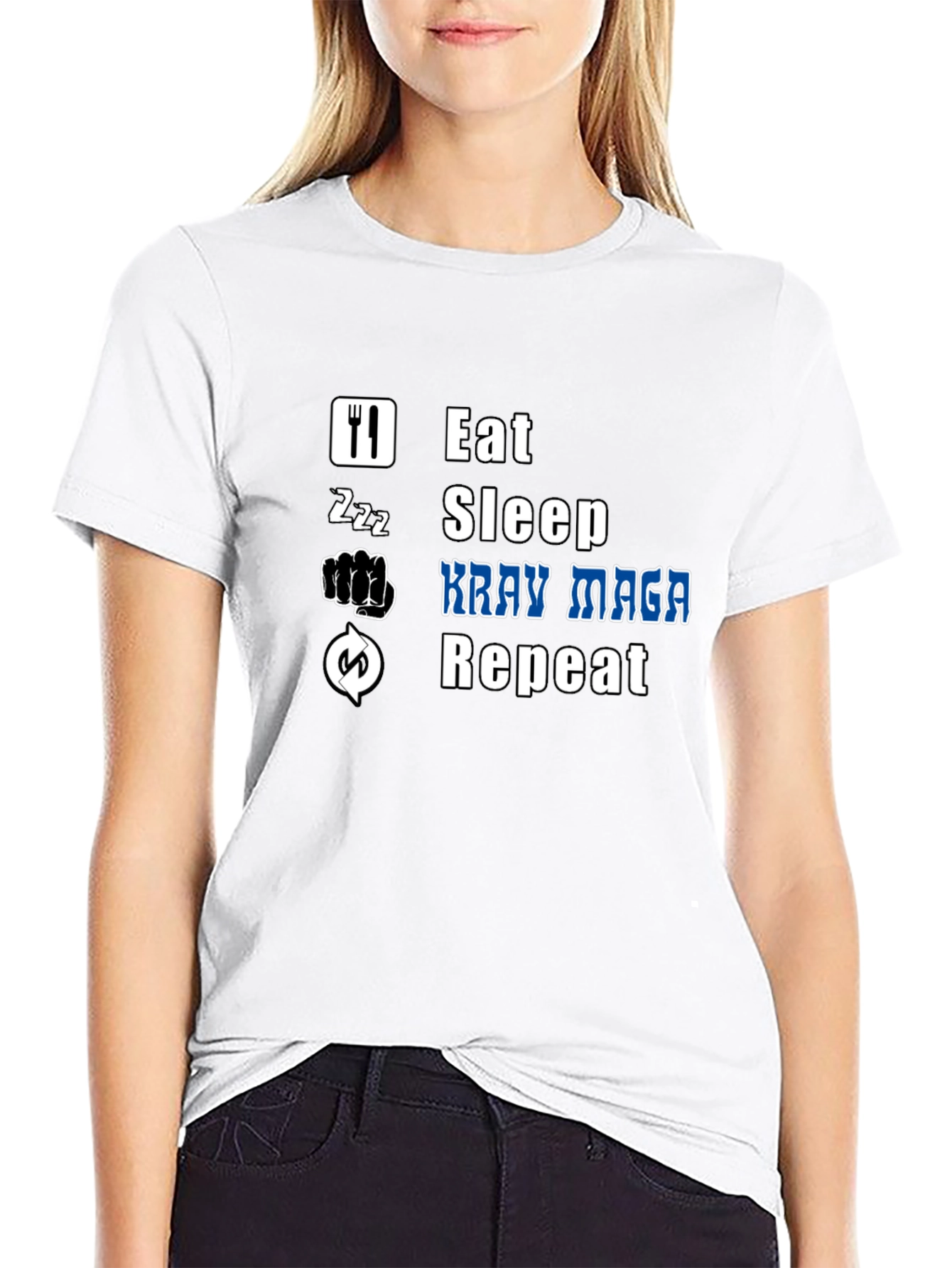 Eat Sleep Krav Maga Repeat Black T-Shirt