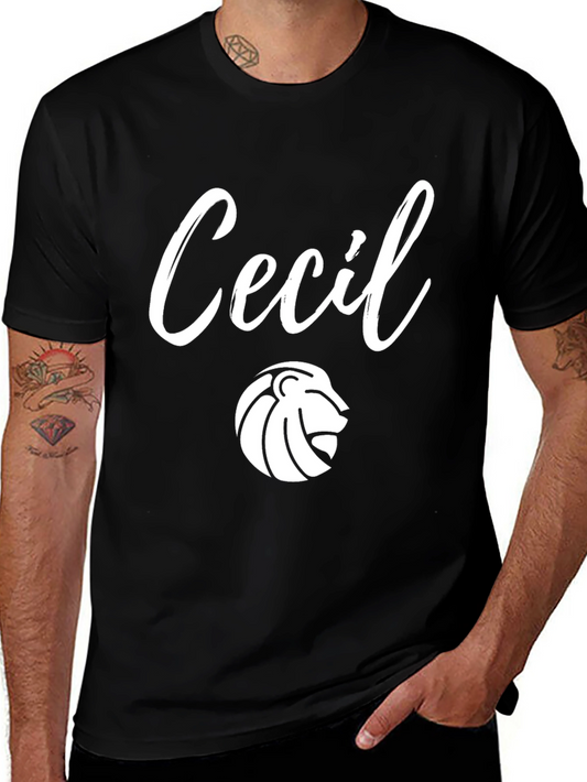 Personalized Cecil Lion Crest Black T-Shirt