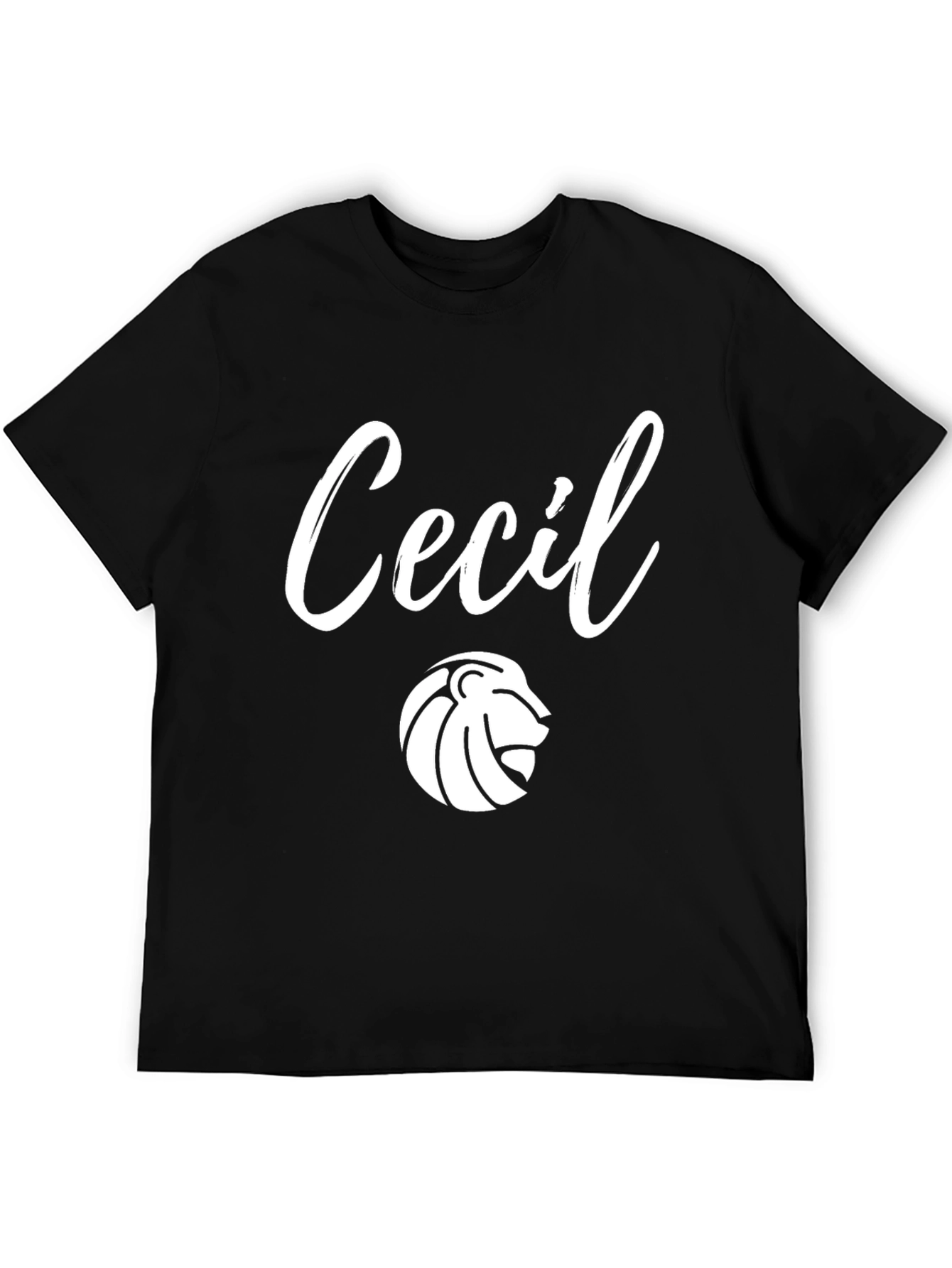 Personalized Cecil Lion Crest Black T-Shirt