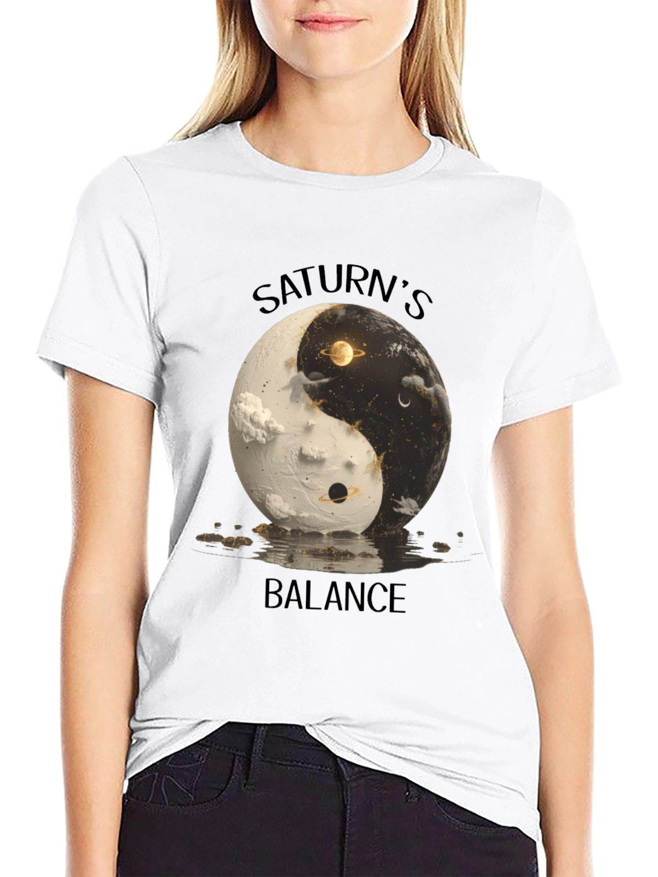 Saturns Balance Yin Yang Graphic Tee