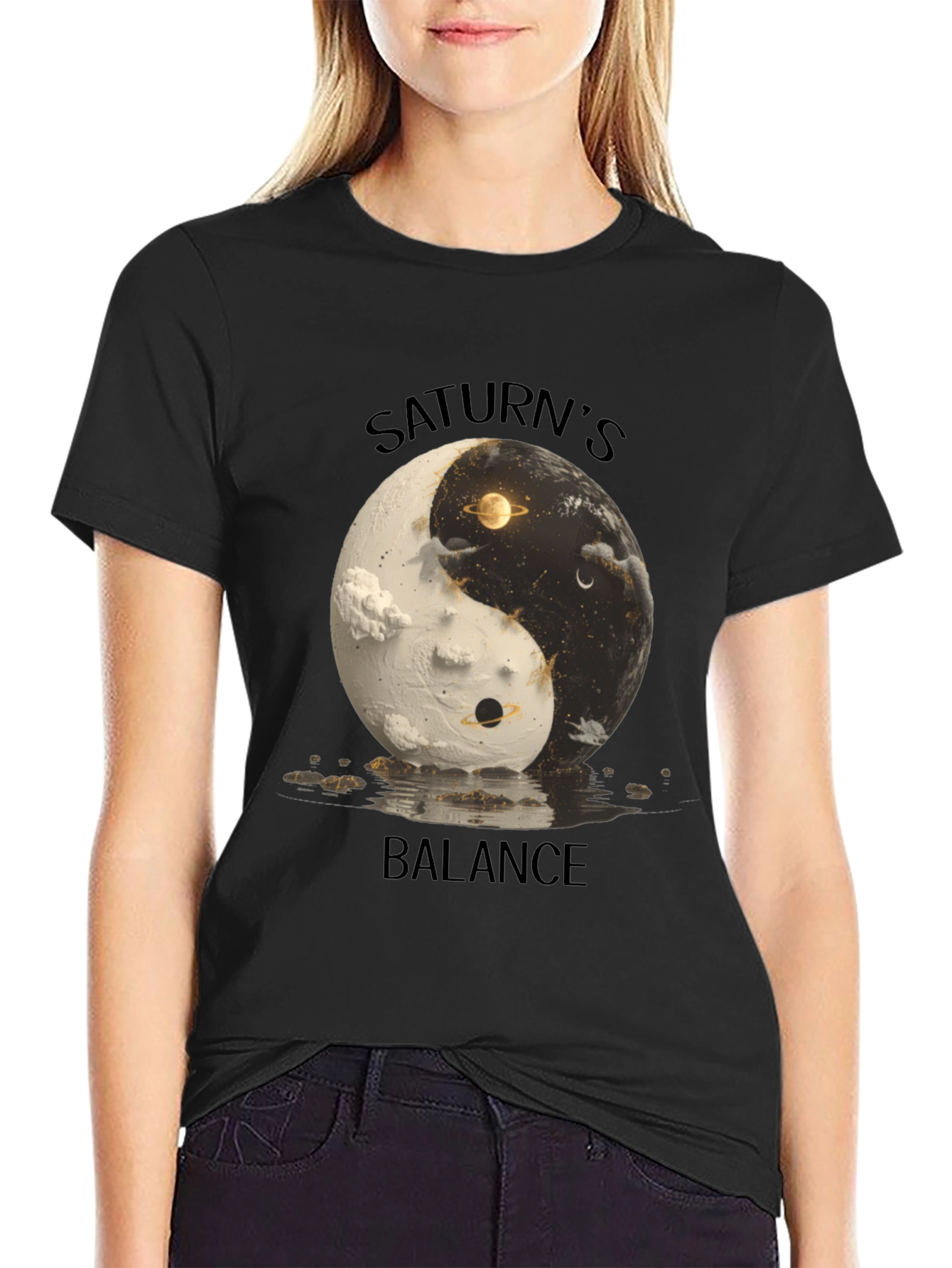 Saturns Balance Yin Yang Graphic Tee