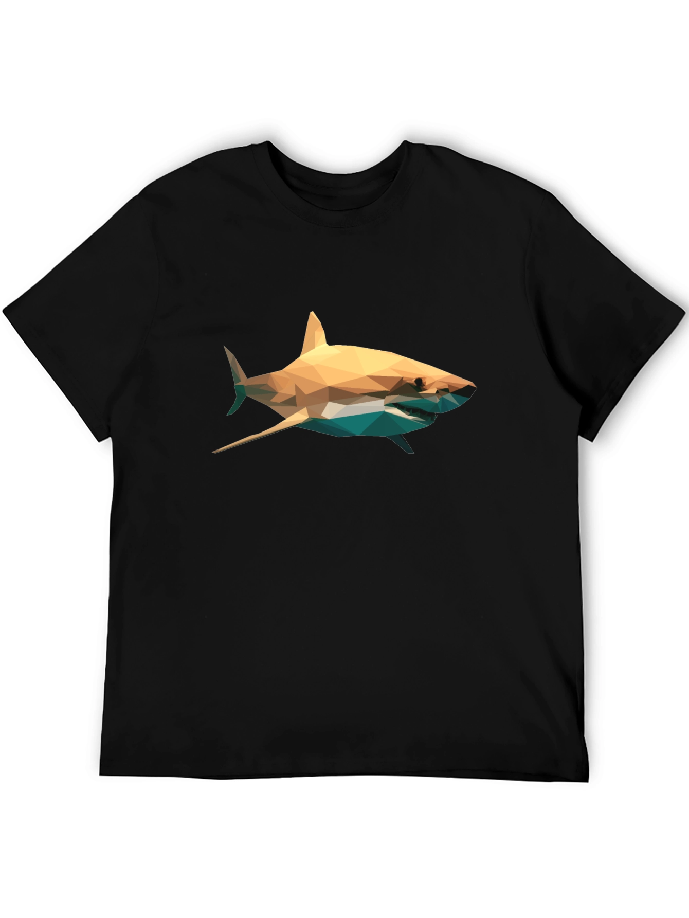 Geometric Shark Graphic Tee - Stylish Mens Black T-Shirt