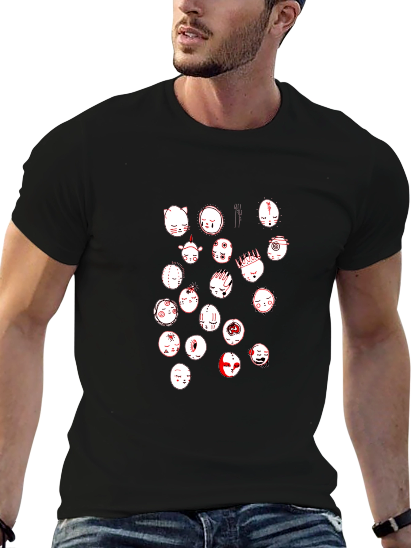 Graphic Print Black Crewneck T-Shirt