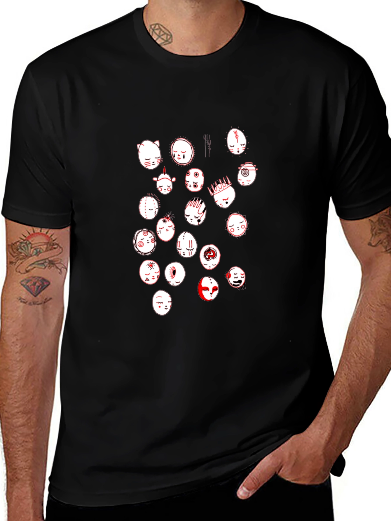 Graphic Print Black Crewneck T-Shirt