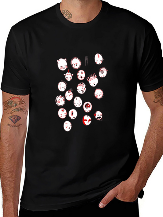 Graphic Print Black Crewneck T-Shirt