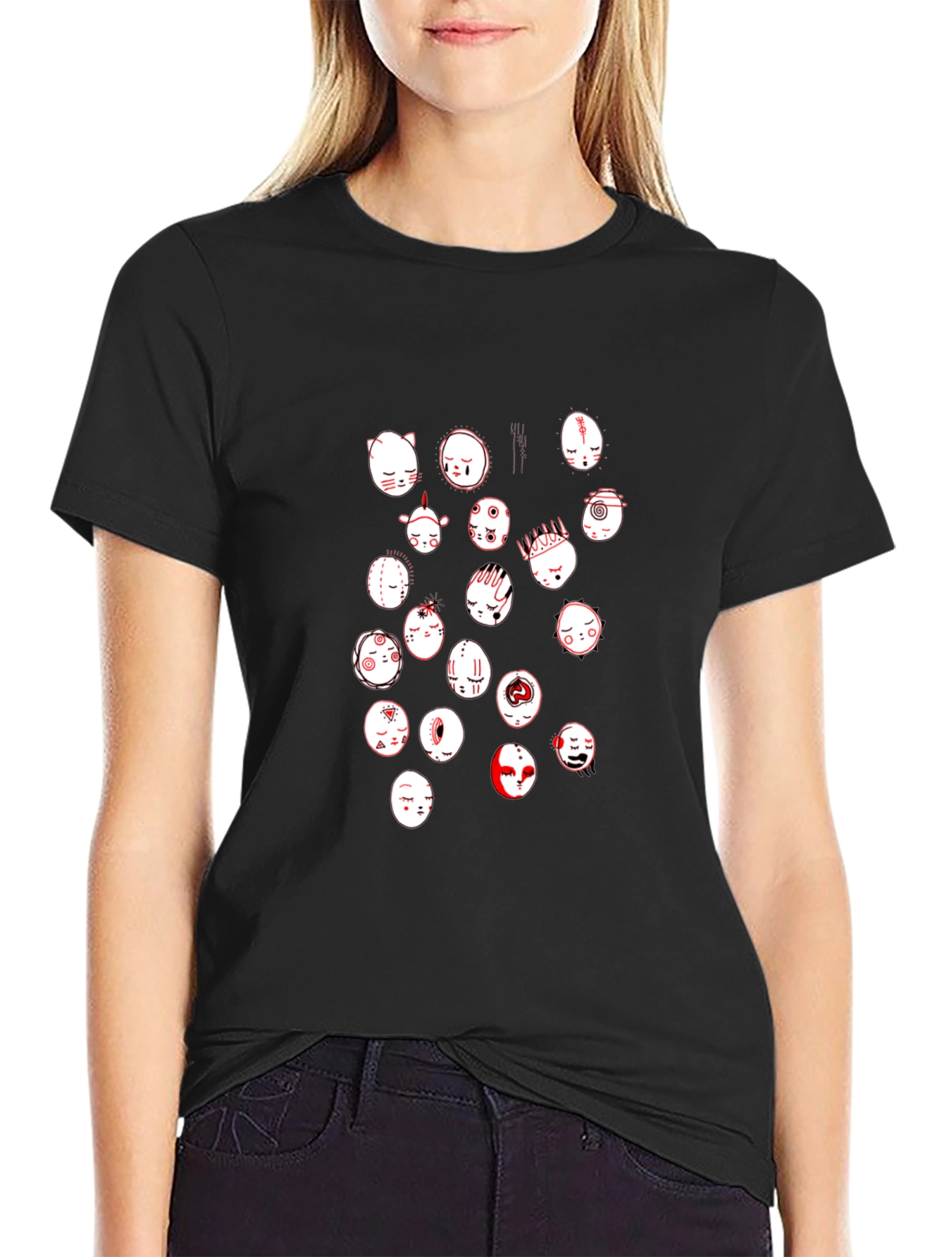 Graphic Print Black Crewneck T-Shirt