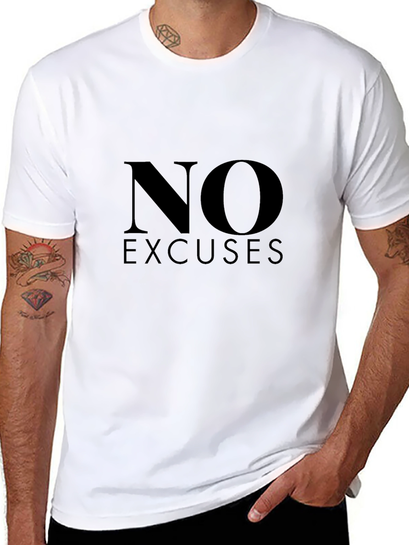 No Excuses Black Graphic Tee - Motivational T-Shirt