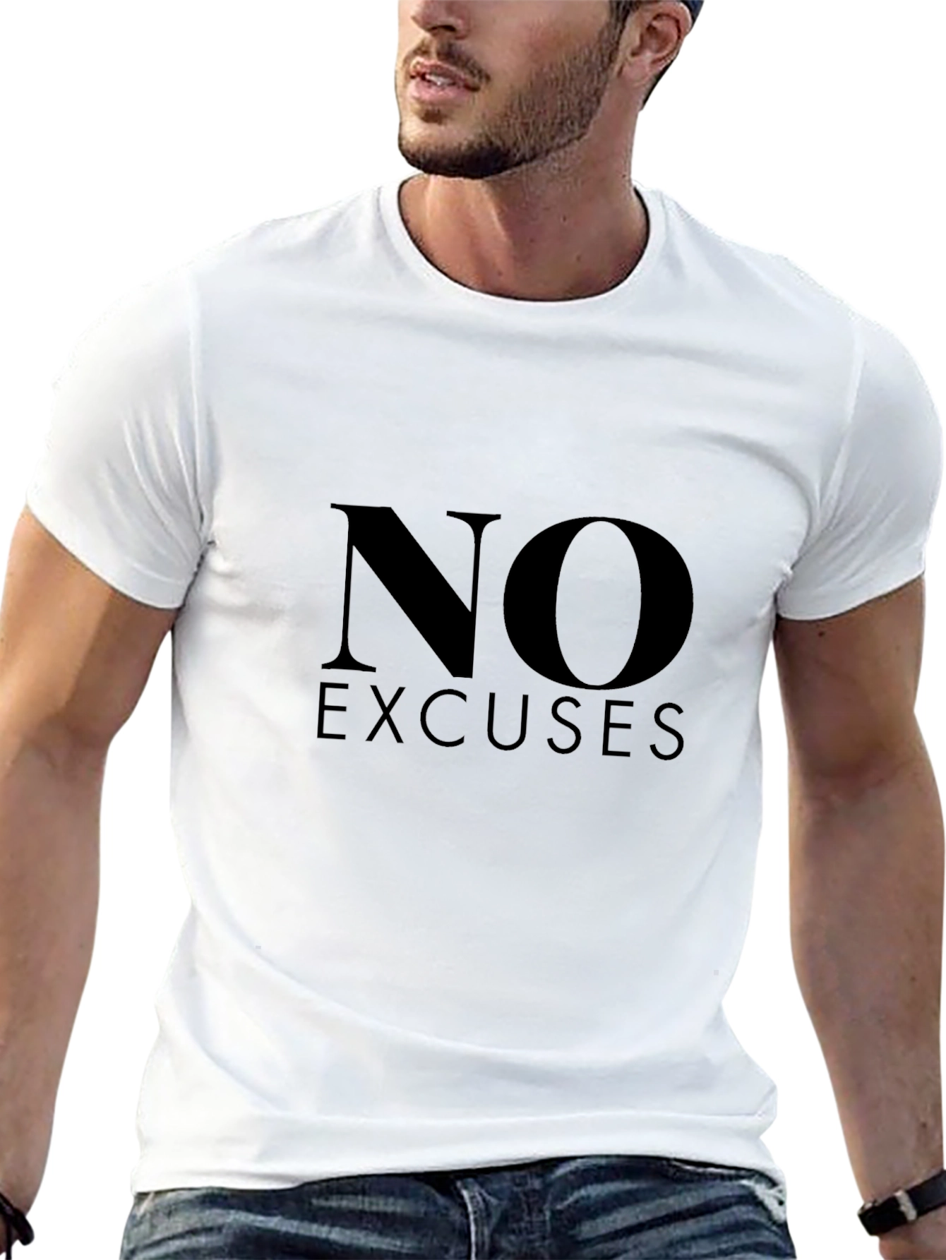 No Excuses Black Graphic Tee - Motivational T-Shirt