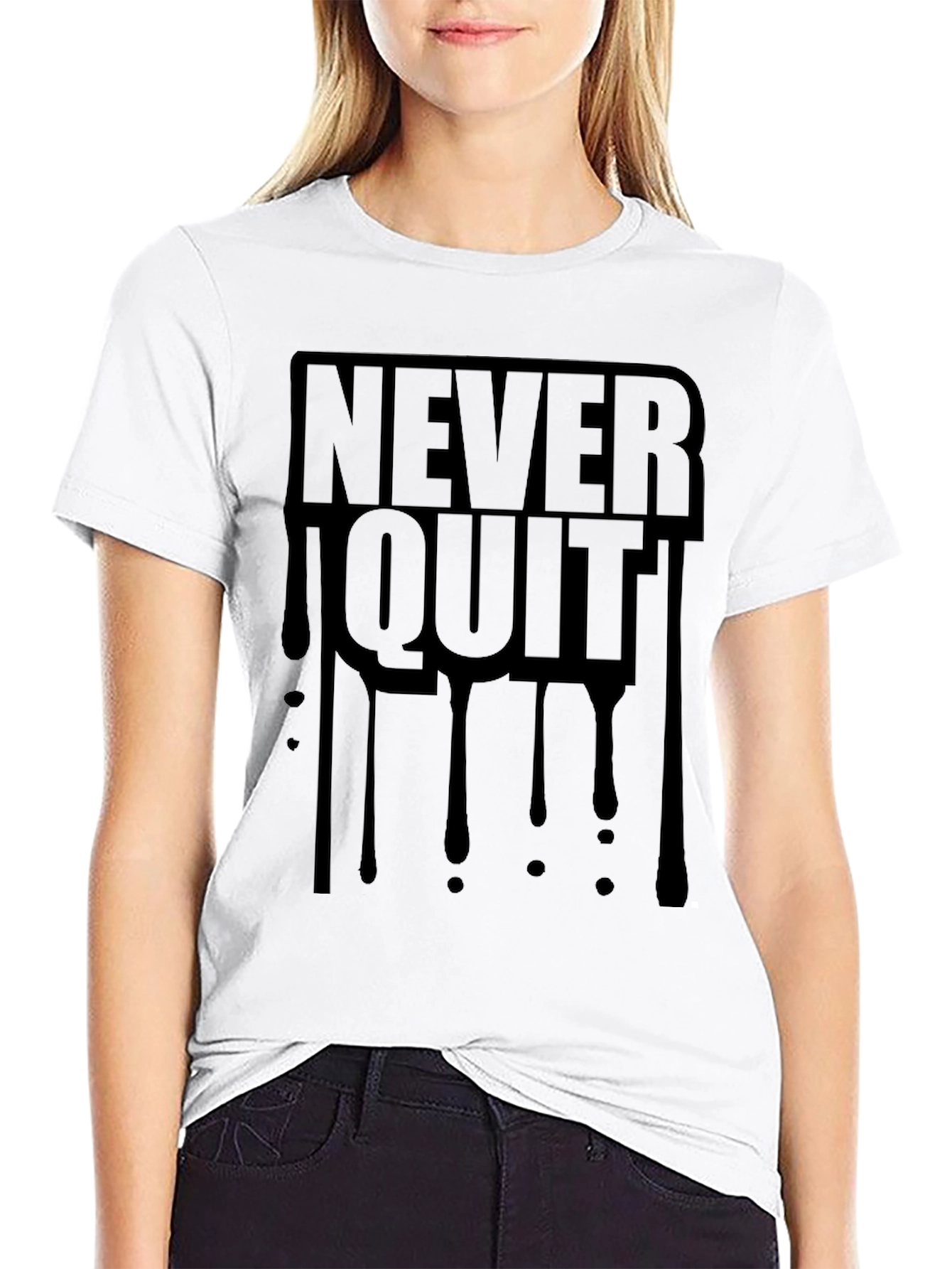 Never Quit Graphic Tee - Motivational Black T-Shirt