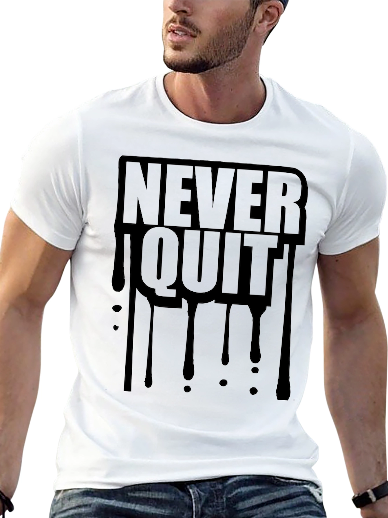 Never Quit Graphic Tee - Motivational Black T-Shirt