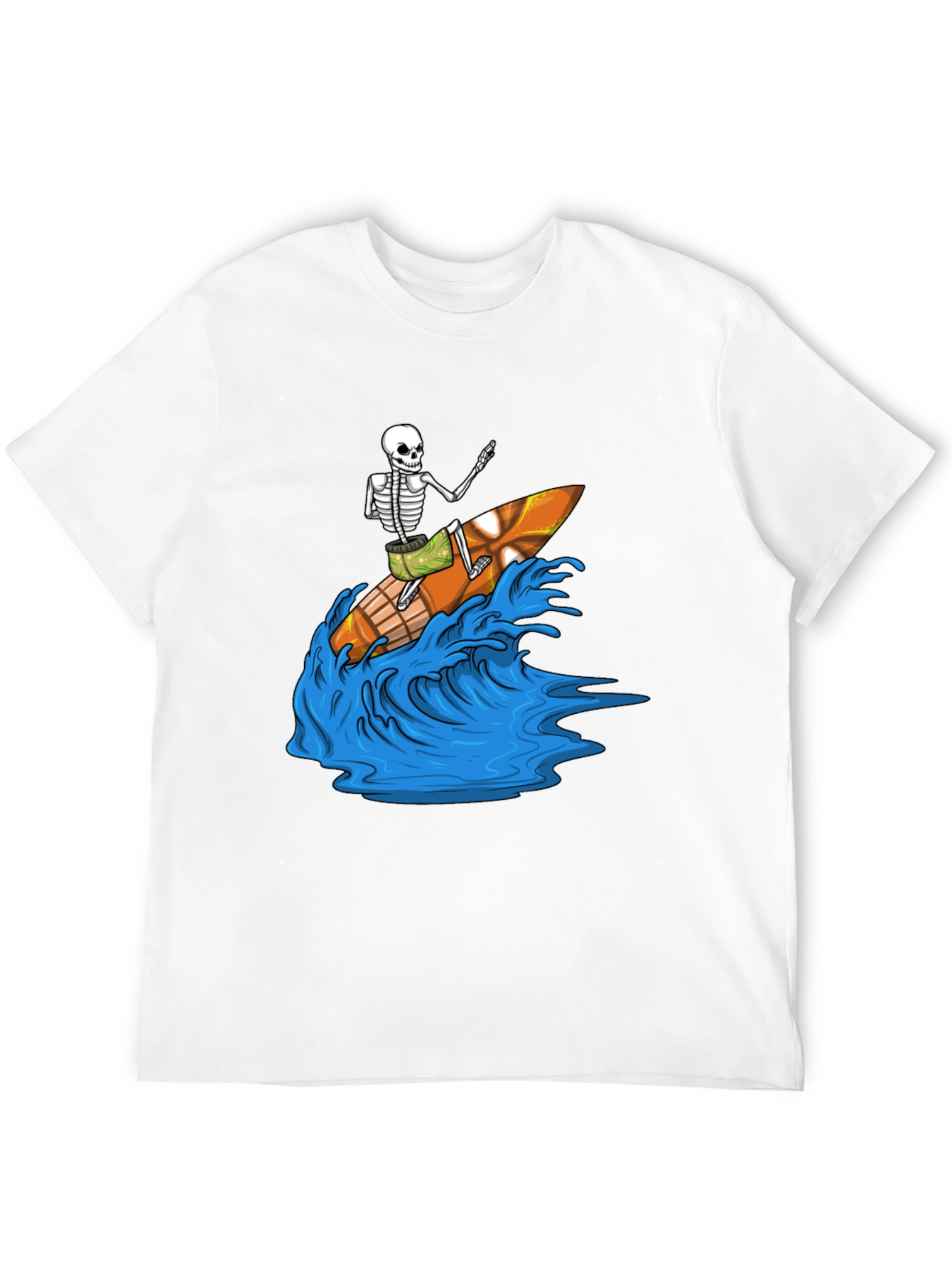 Surfing Skeleton Graphic Tee - Black