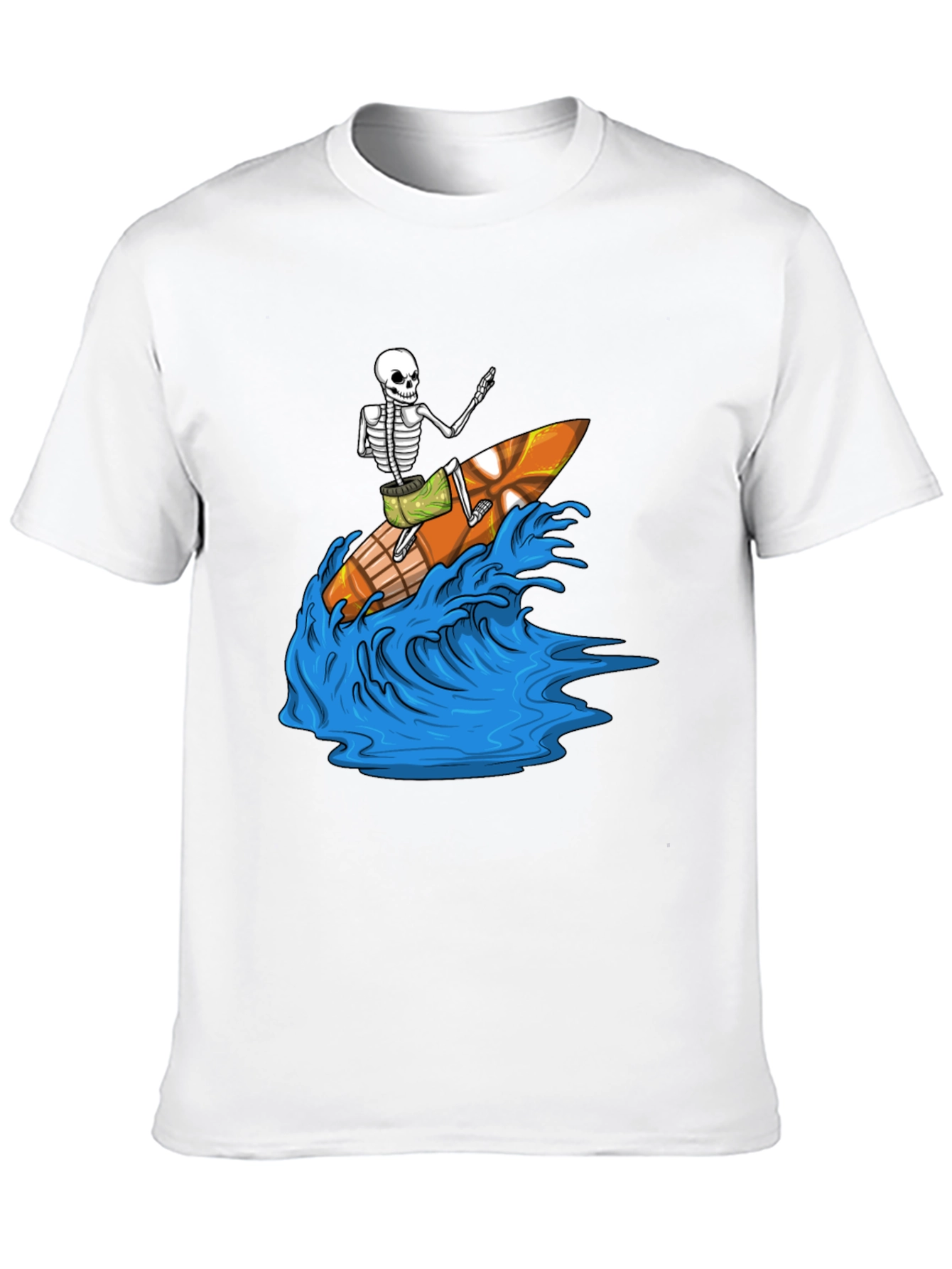 Surfing Skeleton Graphic Tee - Black