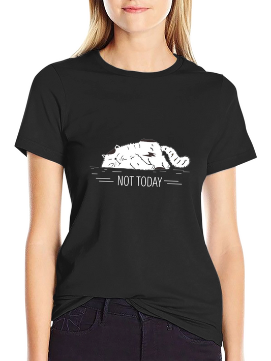 Not Today Cat Graphic Tee - Black