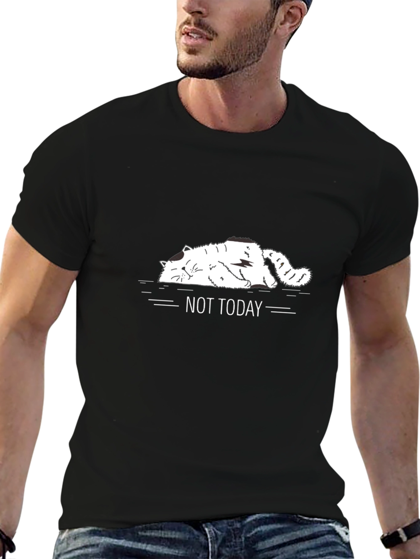 Not Today Cat Graphic Tee - Black