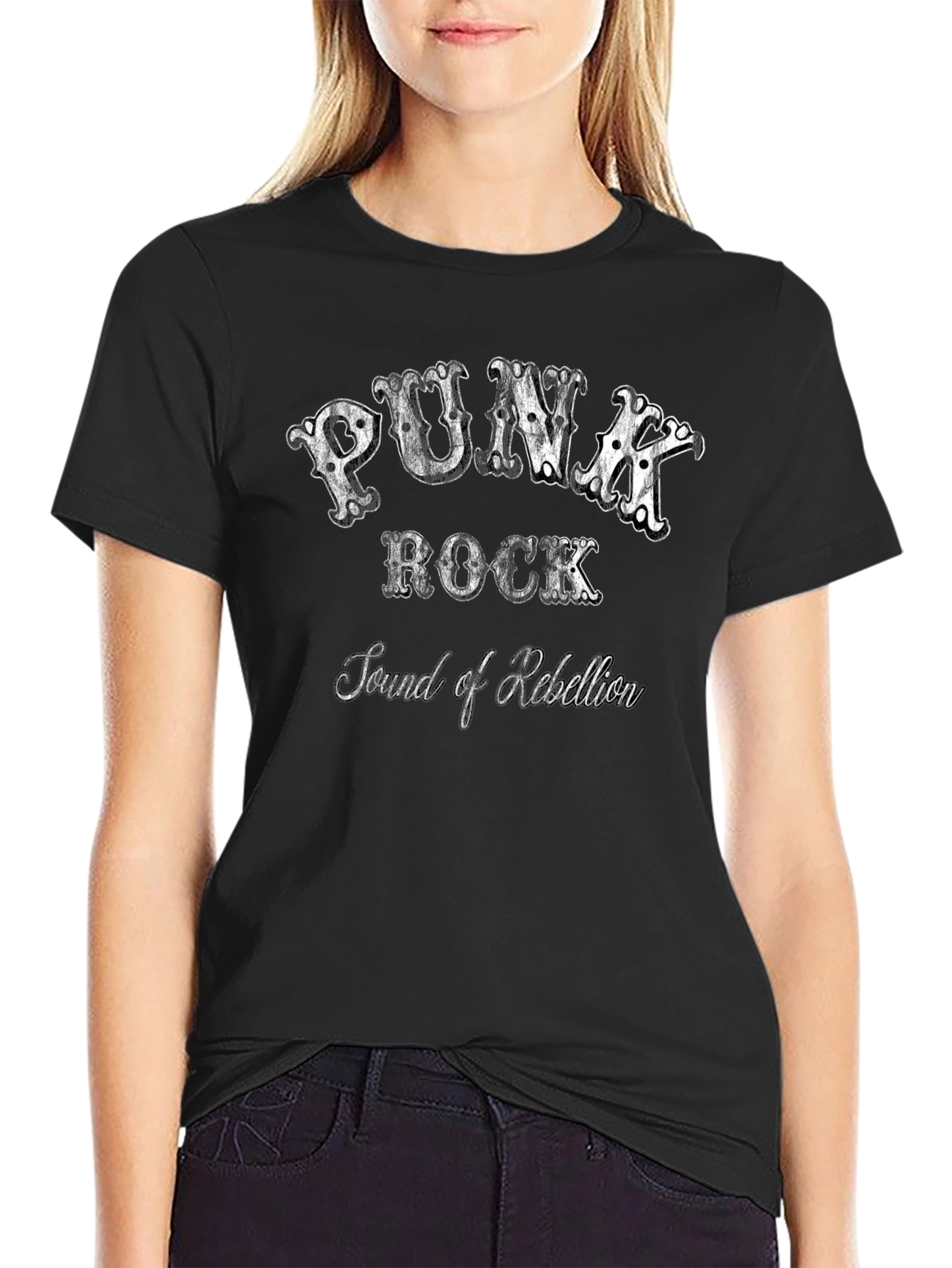Punk Rock Sound of Rebellion Black Graphic Tee