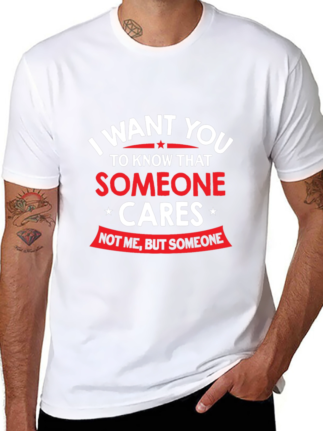 Humorous Someone Cares Graphic Tee - Black T-Shirt