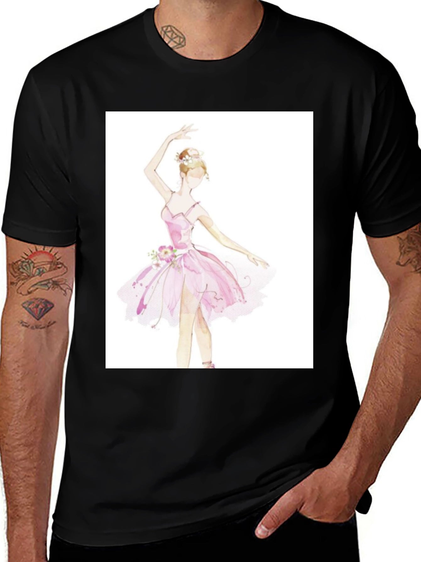 Ballerina Graphic Tee - Black Cotton T-Shirt
