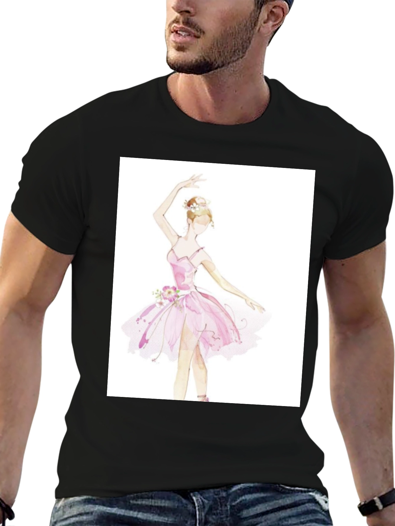 Ballerina Graphic Tee - Black Cotton T-Shirt