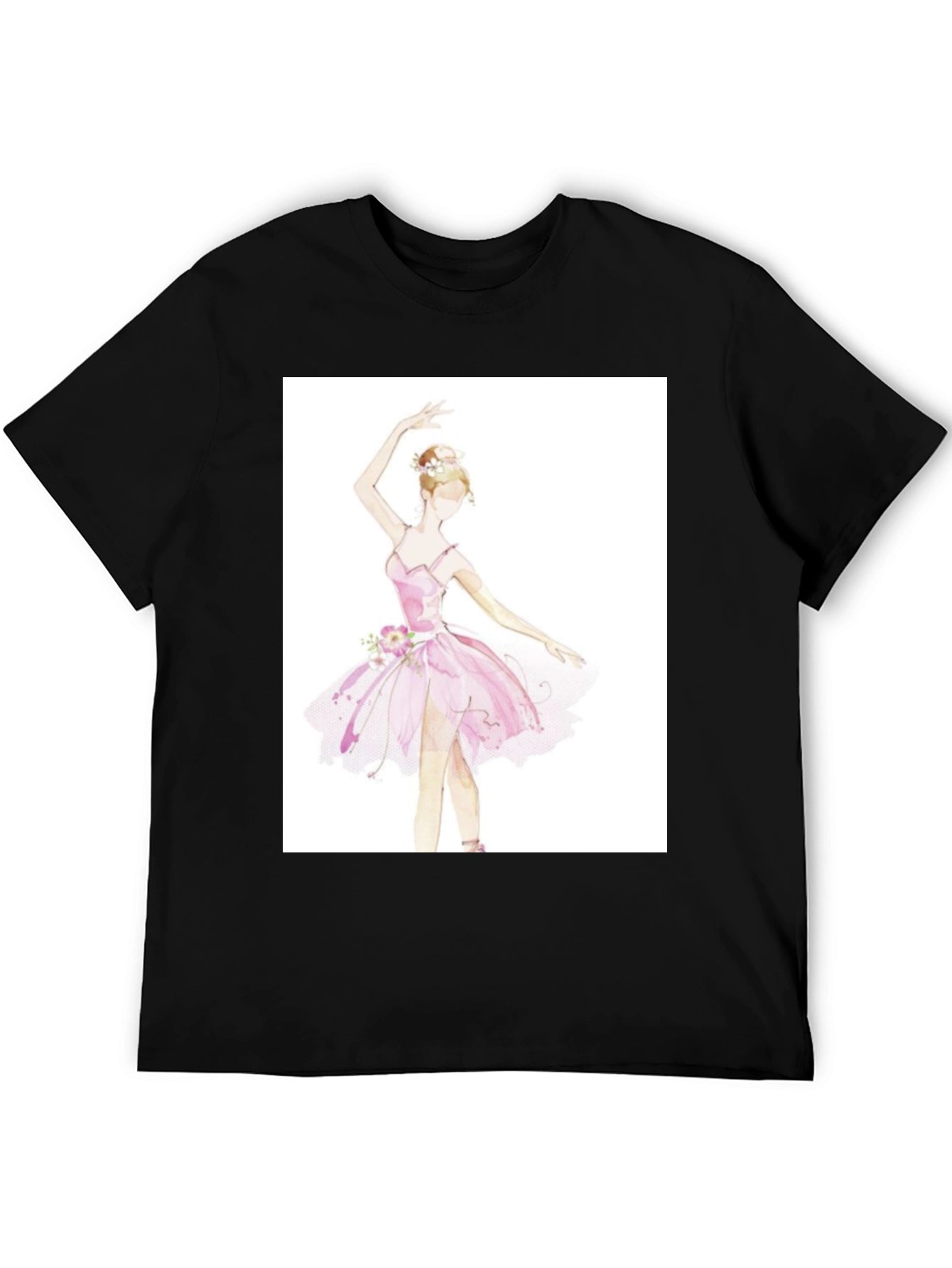 Ballerina Graphic Tee - Black Cotton T-Shirt