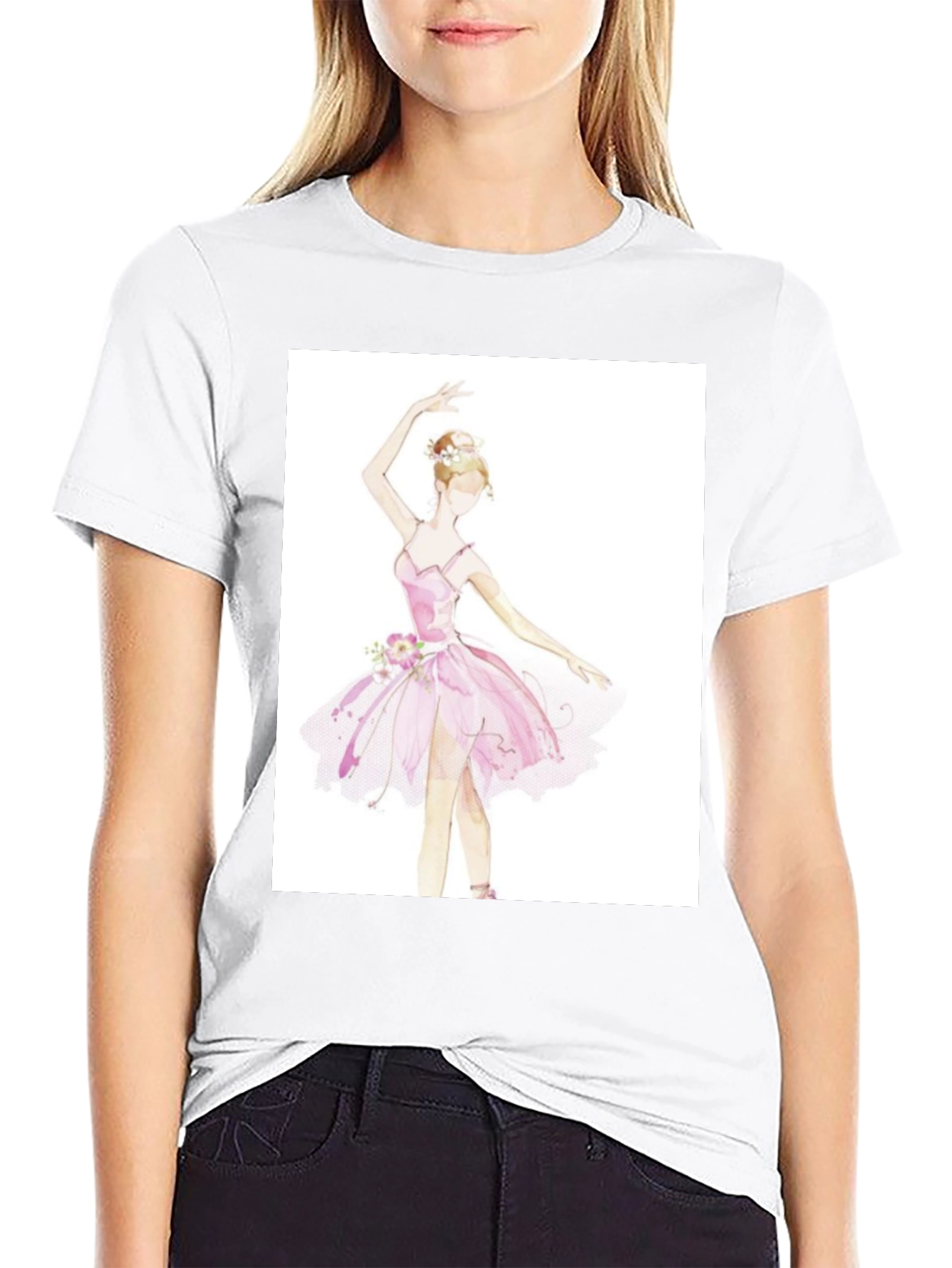 Ballerina Graphic Tee - Black Cotton T-Shirt