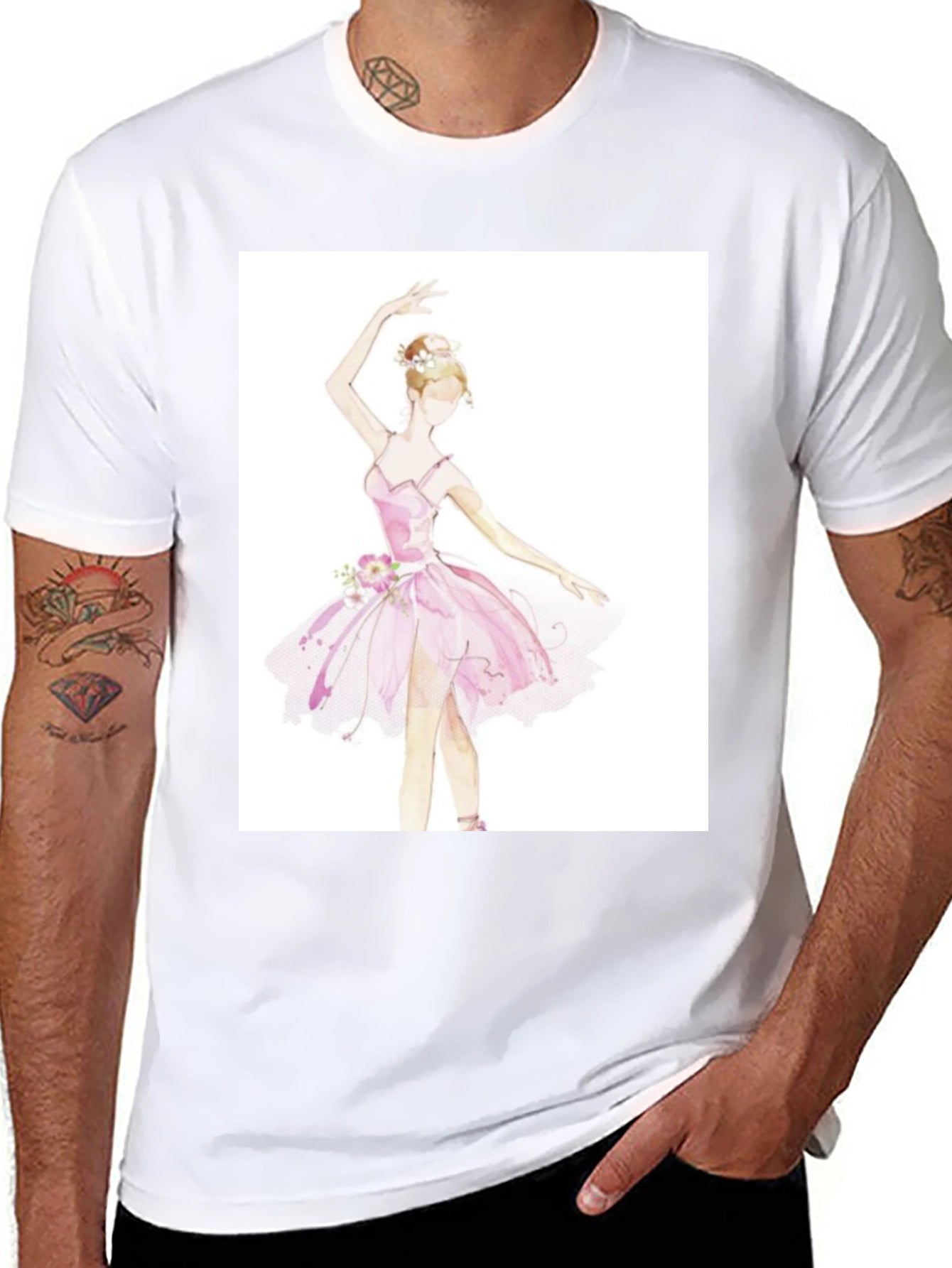 Ballerina Graphic Tee - Black Cotton T-Shirt