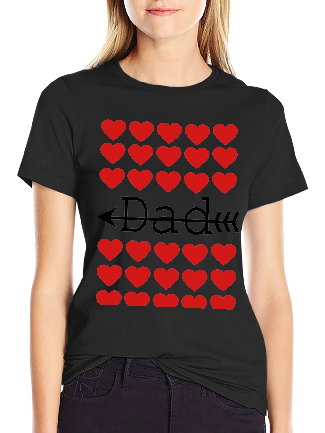 Dad Heart Arrow T-Shirt - Black Cotton Tee