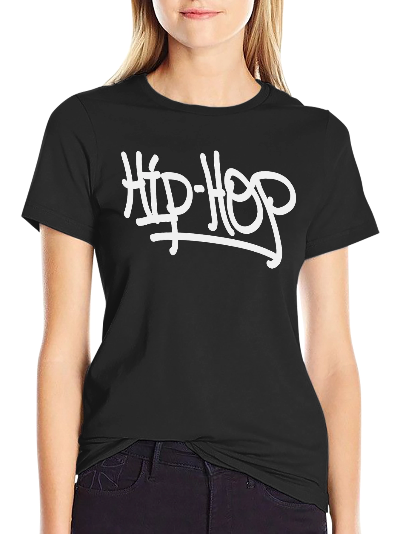 Hip-Hop Graphic T-Shirt - Black
