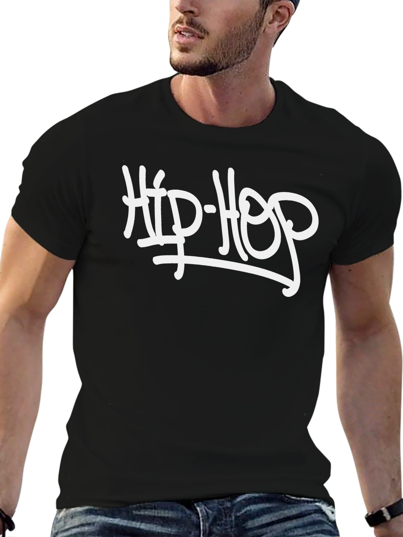 Hip-Hop Graphic T-Shirt - Black