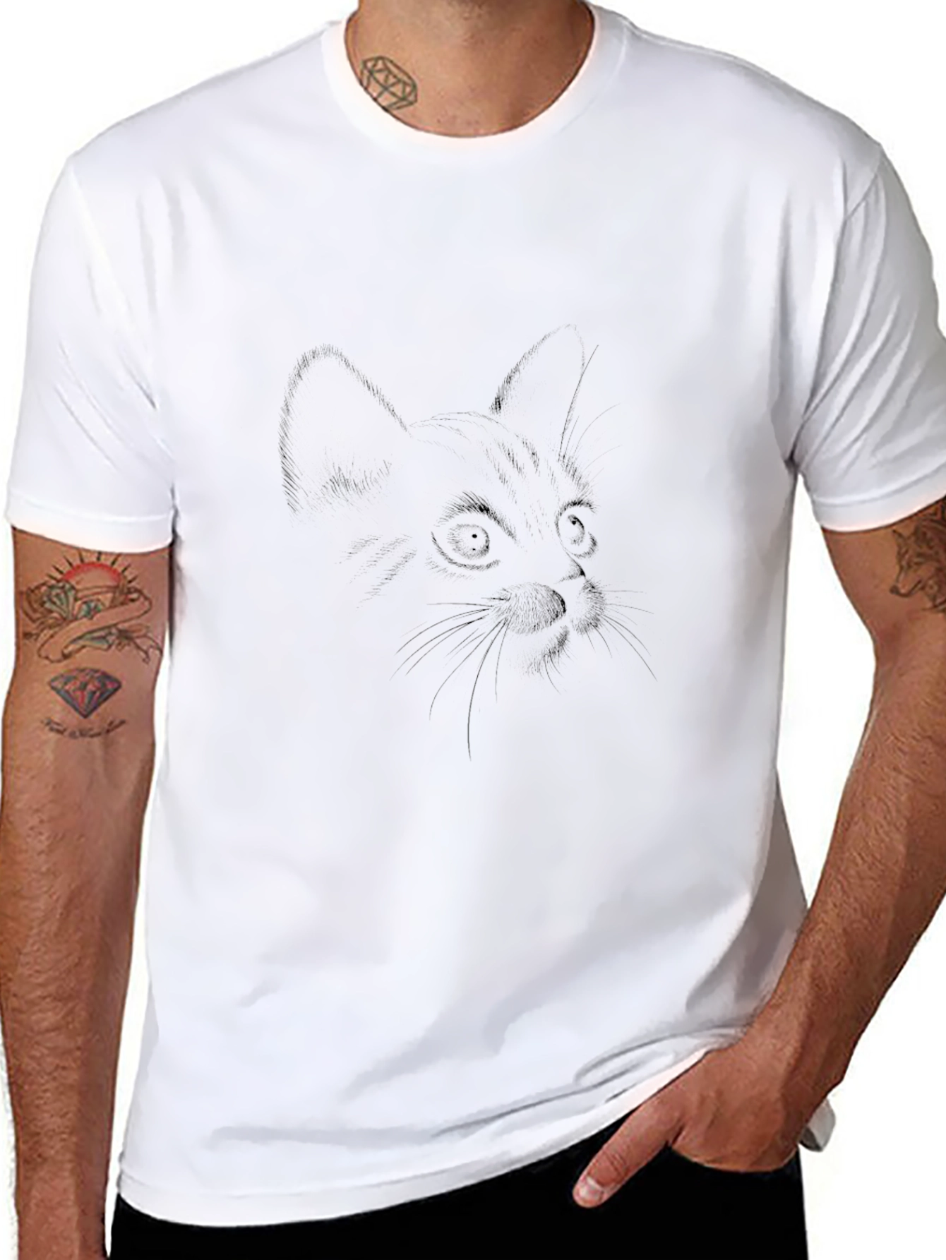 Black Cat Sketch Mens Tee