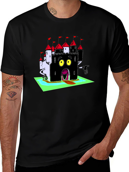 Spooky Castle Graphic Tee - Unique Horror Design