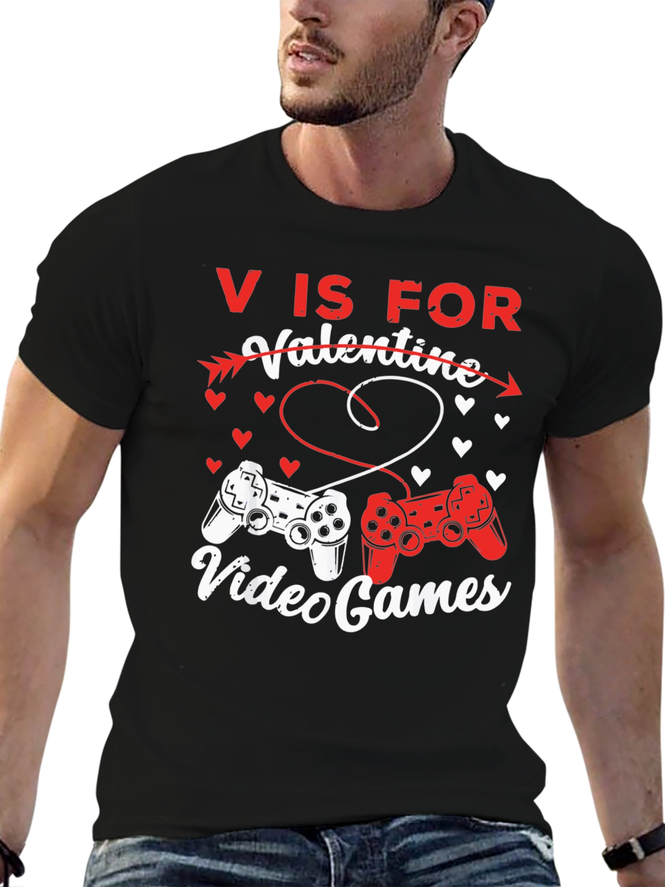 V is for Valentine Video Games T-Shirt